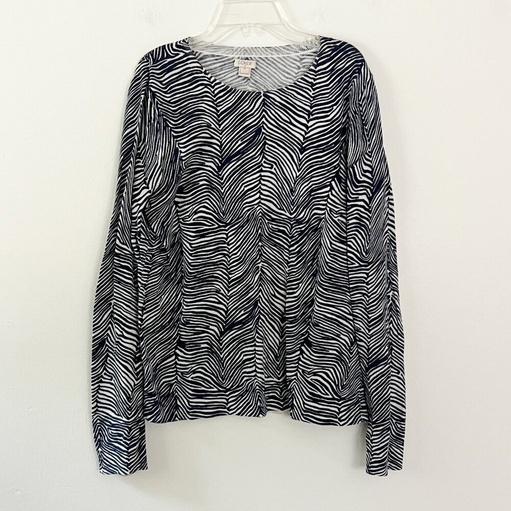 j. crew // navy white zebra print sweater M